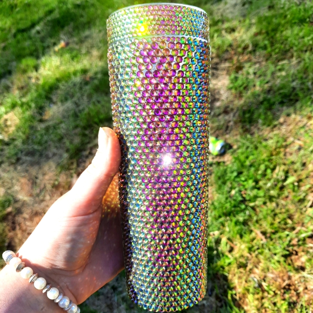 Rainbow Rhinestone 16oz tumbler